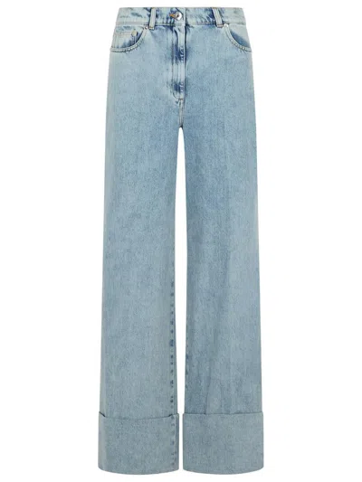 Lanvin Blue Wide-leg Cuffed Jeans In Blue