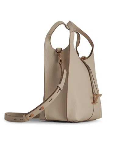 Tod's Small Ivory Leather Bag Women In Beige