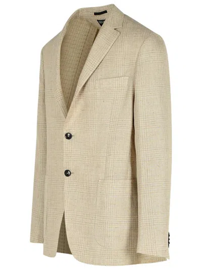 Zegna 'drop 7' Beige Linen Blend Jacket Men In Neutral