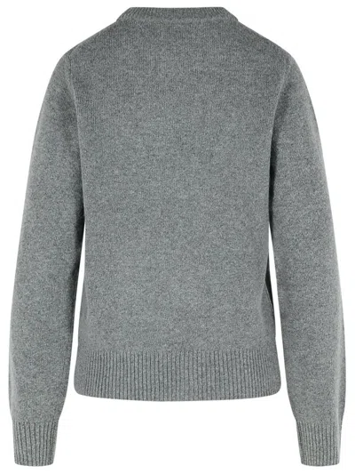 Ganni Bunny Wool Crewneck Sweater In Grey
