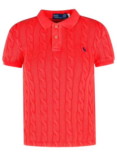 Polo Ralph Lauren Yellow Polo Pony Short Sleeve Shirt In Cotton Woman In Red