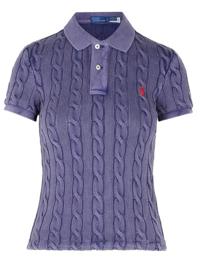 Polo Ralph Lauren Yellow Polo Pony Short Sleeve Shirt In Cotton Woman In Navy