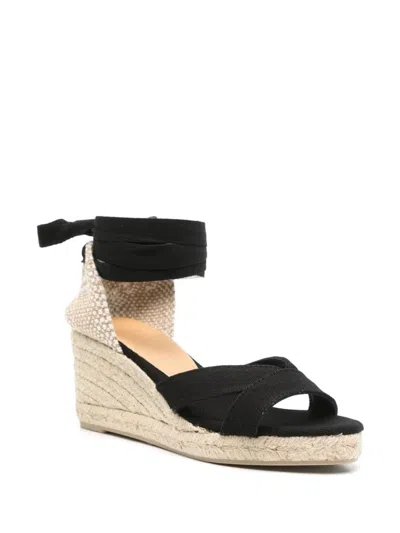 Castaã±er Black Canvas Espadrille Wedges In Black