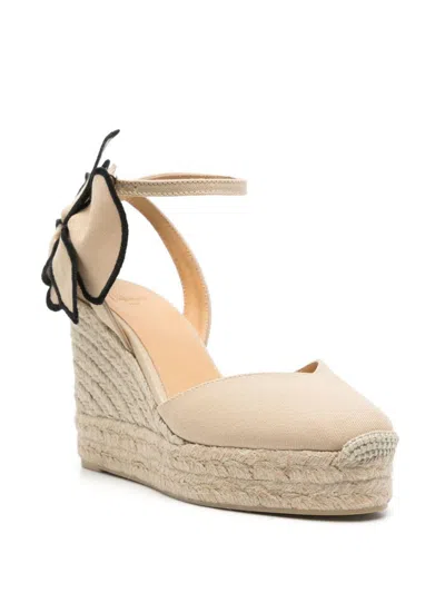 Castaã±er Castaner Wedge Espadrille Sandals With Decorative Flower Detail In Beige