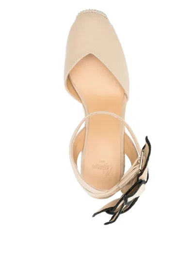 Castaã±er Castaner Wedge Espadrille Sandals With Decorative Flower Detail In Beige