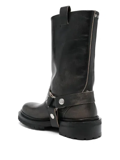 Golden Goose Kurt Boots In Black Leather With Buckle In Black
