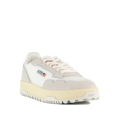 Shop Autry Marshmallow And White Mesh And Suede Wildpace Low Sneakers