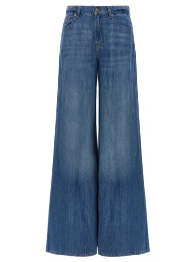 7 For All Mankind Willow Palazzo Wide Leg Jeans In Dark Blue