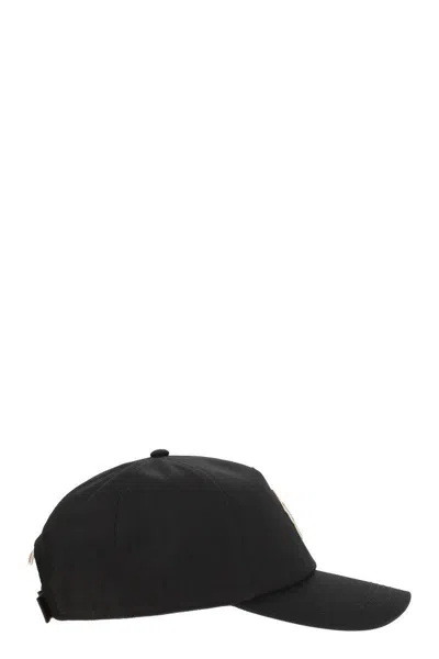 Moncler Grenoble Black Baseball Cap With Logo Embroidery In Cotton Man In Black