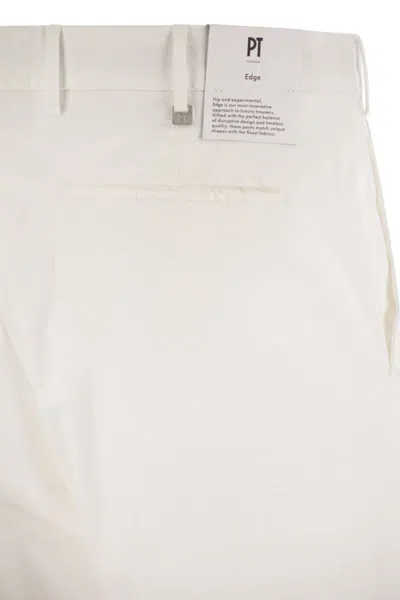 Pt Torino Rebel Stretch Cotton Trousers In White