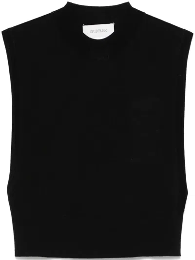 Sportmax Women Sleeveless Wool And Silk Top In Black