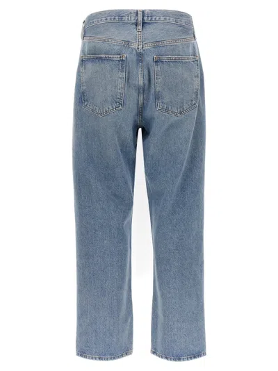 Agolde Blue Five-pocket Jeans With Lightened Effect In Regenerative Cotton Man