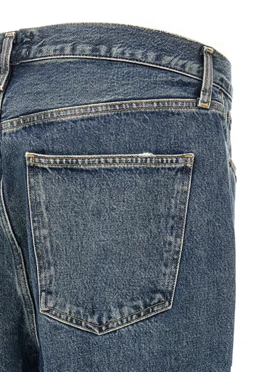 Agolde Blue Five-pocket Jeans With Lightened Effect In Regenerative Cotton Man