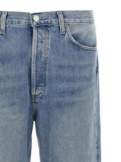 Agolde Blue Five-pocket Jeans With Lightened Effect In Regenerative Cotton Man