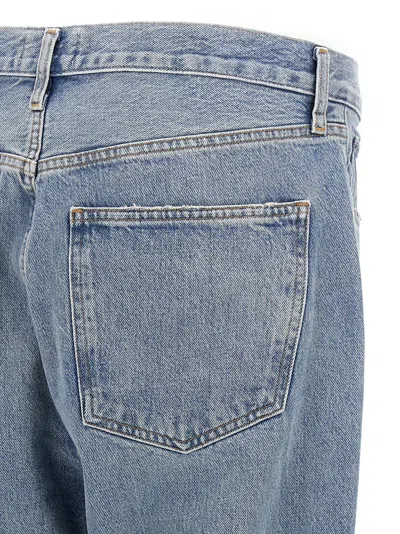 Agolde Blue Five-pocket Jeans With Lightened Effect In Regenerative Cotton Man