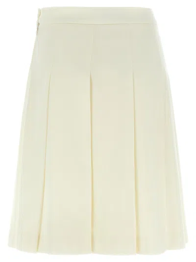 Alessandra Rich Pleated Wool Midi Skirt With Flared Silhouette