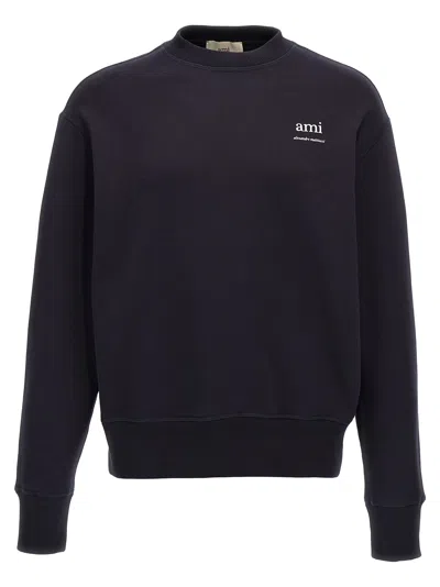 Ami Alexandre Mattiussi Black Crewneck Sweatshirt With Logo Lettering Detail On The Front And Adc Logo Embroidery On The Rea In Black
