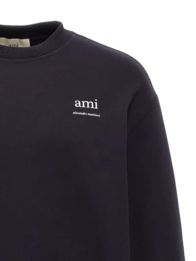 Ami Alexandre Mattiussi Black Crewneck Sweatshirt With Logo Lettering Detail On The Front And Adc Logo Embroidery On The Rea In Black