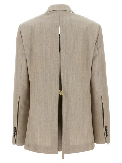 Ami Alexandre Mattiussi Beige Wool Back Slit Double Breasted Jacket Beige