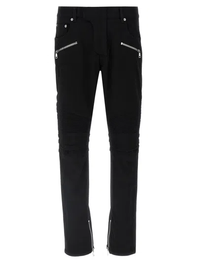 Balmain Cotton Blend Black Denim Jeans With Multi-pocket Design