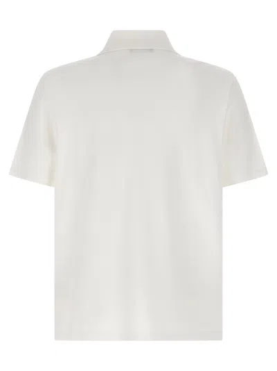 Balmain White Polo Shirt With Collar And Coin Print On The Front In Cotton Man