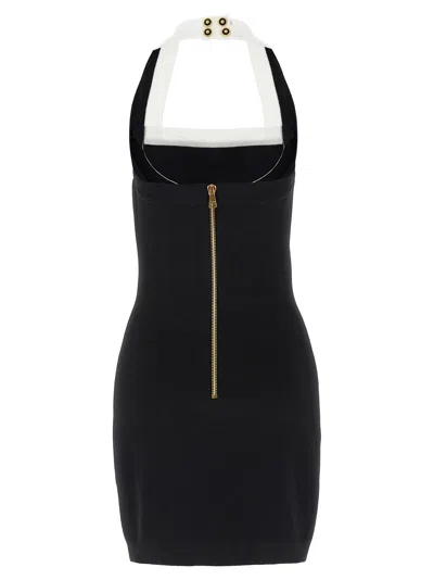 Balmain Black Dress With Square Neckline And Decorative Buttons