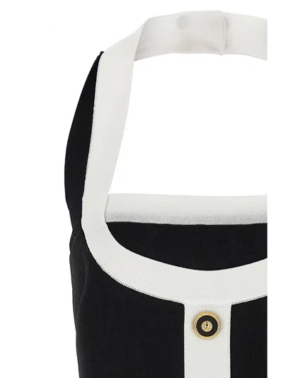 Balmain Black Dress With Square Neckline And Decorative Buttons