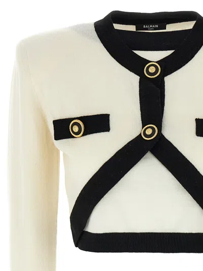 Balmain Wool Blend Cropped Cardigan
