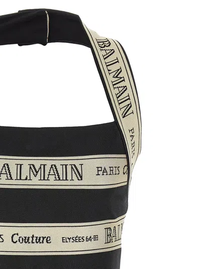 Balmain Striped Halterneck Jacquard Minidress