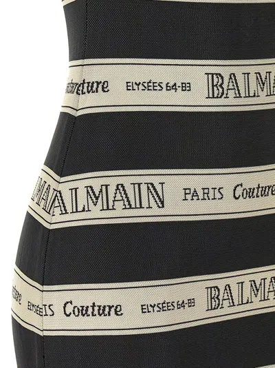 Balmain Striped Halterneck Jacquard Minidress