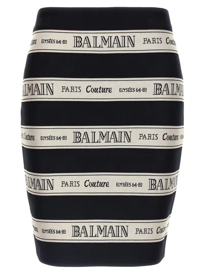 Balmain Ribbon Motif Short Jacquard Skirt