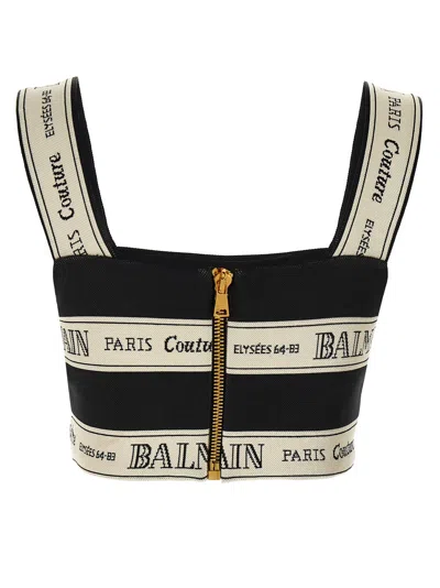 Balmain Striped Jacquard Crop Top