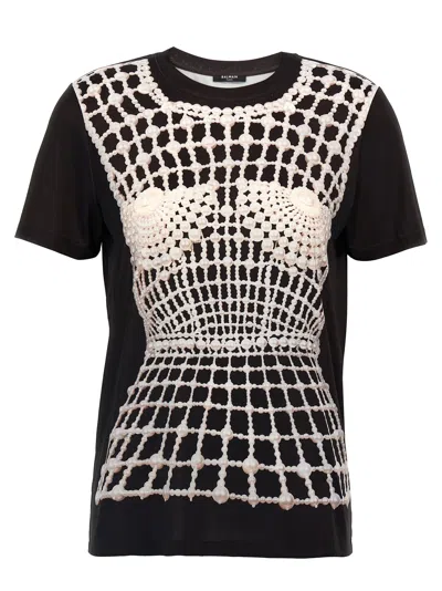 Balmain Pearl Trompe Loeil Corset T-shhirt