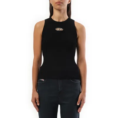 Diesel 'm-caddix' Black Top With Oval D Logo Plaque On The Front In Black