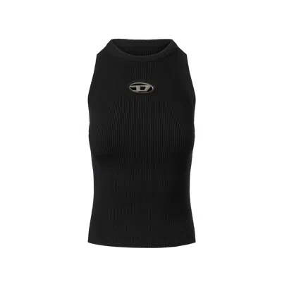 Diesel 'm-caddix' Black Top With Oval D Logo Plaque On The Front In Black
