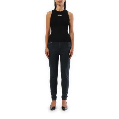 Diesel 'm-caddix' Black Top With Oval D Logo Plaque On The Front In Black