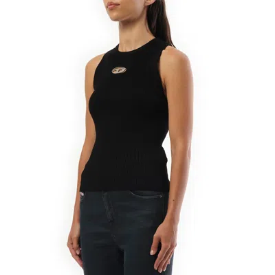 Diesel 'm-caddix' Black Top With Oval D Logo Plaque On The Front In Black