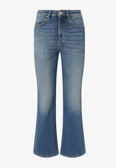 Pinko Power Stretch Denim Flared Jeans In Blue