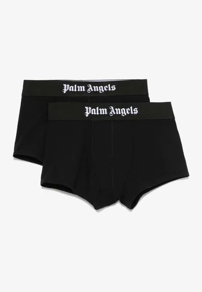 Palm Angels Men's Set Of Two Cotton Boxers | Size Small | Pmuh001c99fab0020110 Color Whiteblack In Black
