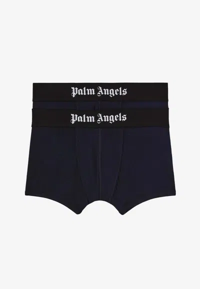 Palm Angels Men's Set Of Two Cotton Boxers | Size Small | Pmuh001c99fab0020110 Color Whiteblack In Navy