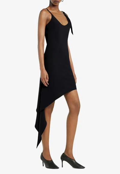 Courrèges Knot Asymmetric Midi Dress In Black