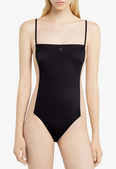 Courrèges Illusion Mesh And Jersey Bodysuit In Black