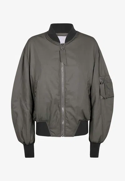 Attico Tech Bomber Jacket In Green