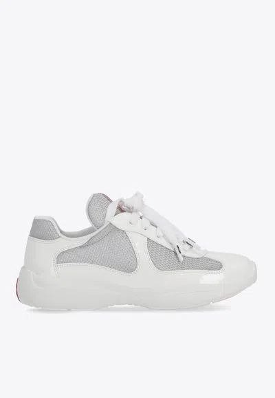 Prada Mesh Stitching Leisure Sports Shoes In White