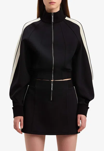 Palm Angels Zip-up Sculptural Track Jacket In Black