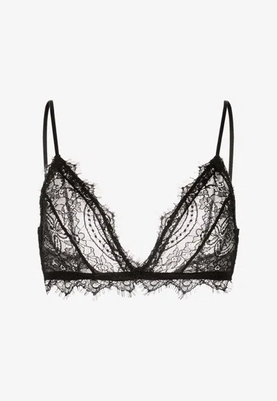 Anine Bing Sheer Lace Bra In Black