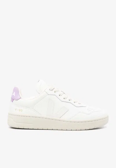 Veja V-90 Sneakers In White Leather In White