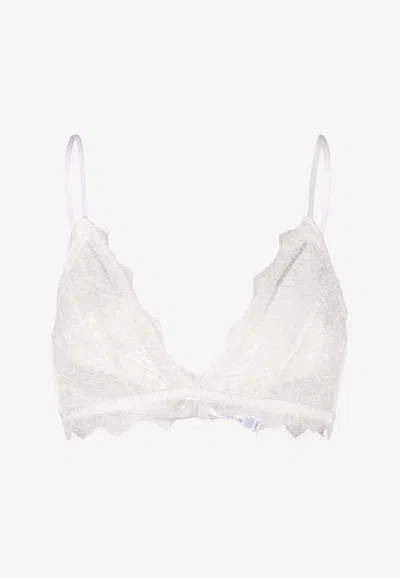 Anine Bing Semi-sheer Lace Bra With Trim In White