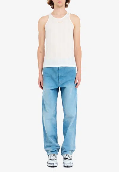 Maison Margiela Logo Patch Ribbed Tank Top In White