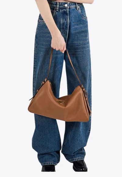 Prada Triangle Logo Wide-leg Jeans In Blue